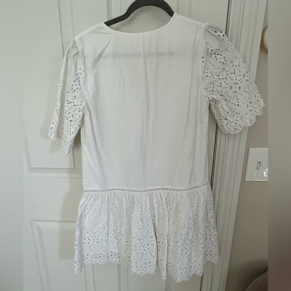 SEZANE White Eyelet Mini Dress Size 36 - Picture 2 of 4